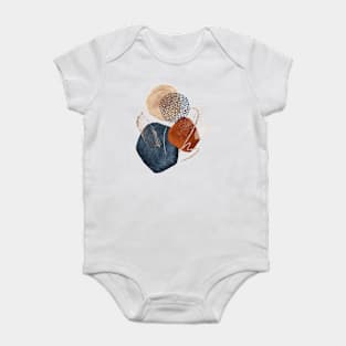 Modern Abstract Blush, Terra-Cotta and Navy Blue Baby Bodysuit